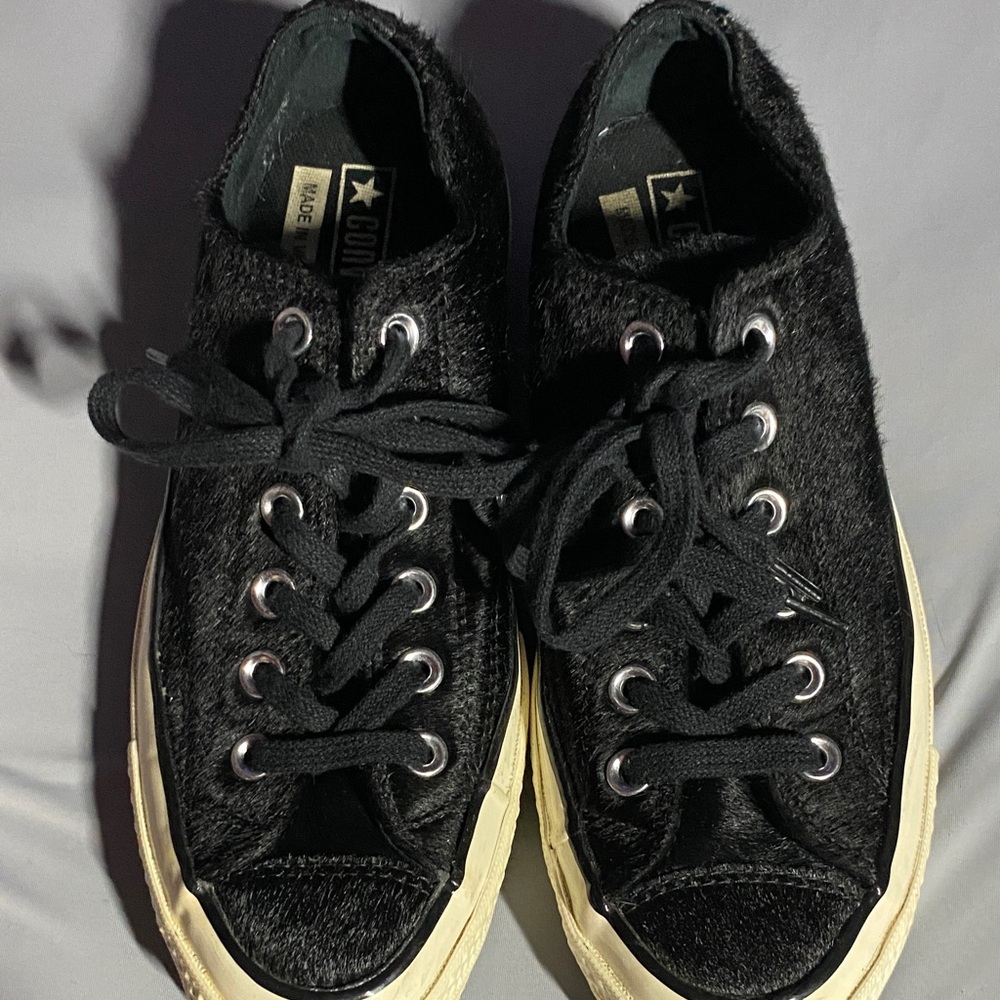 Converse Black Velvety Sneakers with White Accents